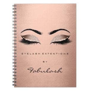 Caderno Espiral Lashes olhos brilhantes Makeup Blush Rosa Nome Dou