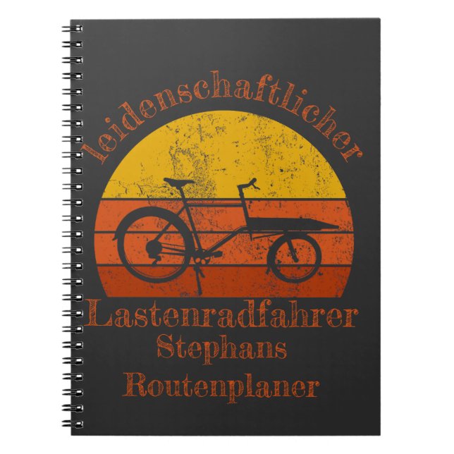Caderno Espiral Lastenrad im Sonnenuntergang, Dein Name (Frente)