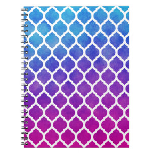 Caderno Espiral Latite marroquina azul-roxa-rosa