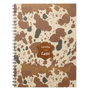 Caderno Espiral Latte 100% Genuíno   Estética de Café em Couro de 