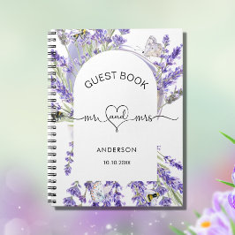 Caderno Espiral Lavanda do livro convidado florais violetas sr. ca