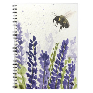 Caderno Espiral Lavanda e bumblebee