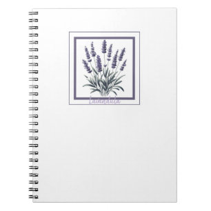 Caderno Espiral Lavanda Lavandula Floral Flor Herbal Diário
