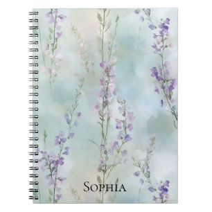 Caderno Espiral Lavanda Romântica Roxo Floral
