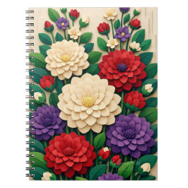 Caderno Espiral Layered Floral Paper-Cut Garden