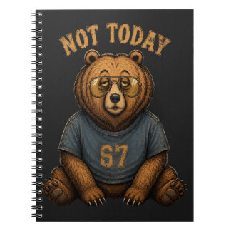 Caderno Espiral Lazy Bear 'Não Hoje' 67 Capinha de Laptop Gráfica 