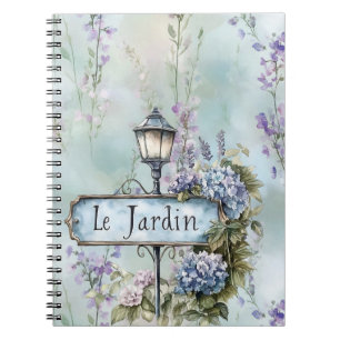Caderno Espiral Le Jardin (o jardim) Flores Roxas Bonito