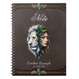 Caderno Espiral Leão Branco e Mulher