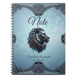 Caderno Espiral Leão cibernético Fusão de energia e tecnologia