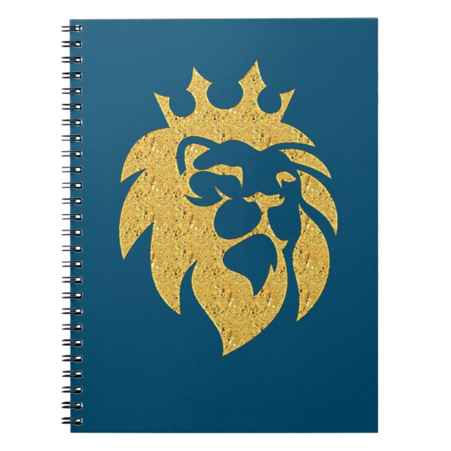 Caderno Espiral Leão Com Coroa - Estilo Dourado 1 (Frente)