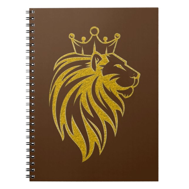 Caderno Espiral Leão com Coroa - Estilo Dourado 2 (Frente)