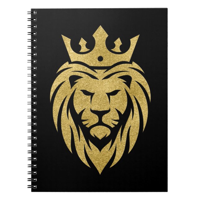 Caderno Espiral Leão Com Coroa - Estilo Ouro 3 (Frente)