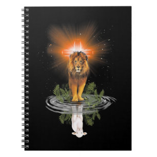 Caderno Espiral Leão Cruzado Jesus Reflexo Espelho de Água Ovinos 