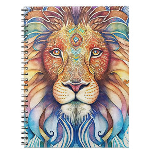 Caderno Espiral Leão de Aquarela Mística