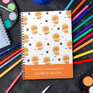Caderno Espiral Leão de desenho animado fofo e adorável com o nome