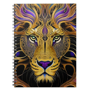 Caderno Espiral Leão de Filigrana Dourada