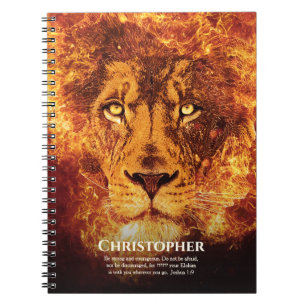 Caderno Espiral Leão de Judah chamado citação de Bíblia