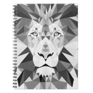 Caderno Espiral Leão Geométrico Preto e Branco