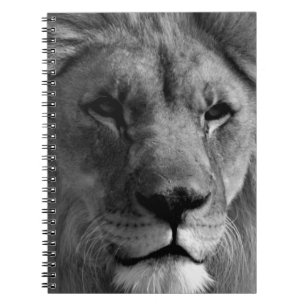 Caderno Espiral Leão preto e branco