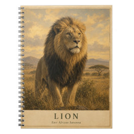 Caderno Espiral Leão Savana da África Oriental VINTAGE
