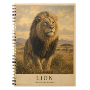 Caderno Espiral Leão Savana da África Oriental VINTAGE