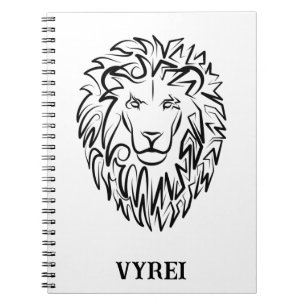 Caderno Espiral Leão Tribal Negro e Branco
