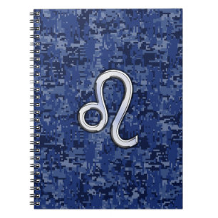 Caderno Espiral Leão Zodiac - Sinal de Camuflagem Digital Azul