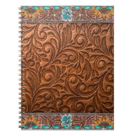 Caderno Espiral Leather Olha Com Acentos Turquesa