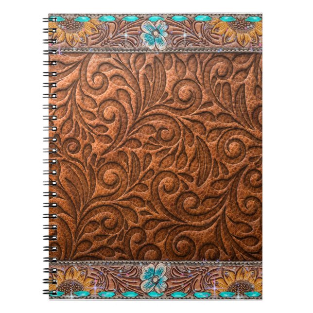 Caderno Espiral Leather Olha Com Acentos Turquesa (Frente)