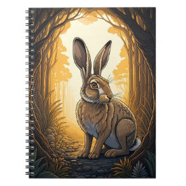 Caderno Espiral Lebre Majestosa na Floresta Encantada