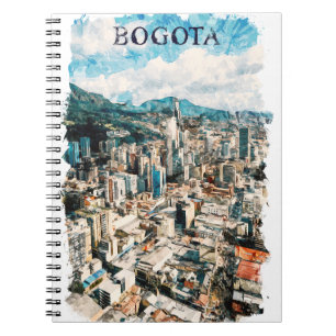 Caderno Espiral Legal Bogota Colombia CIty View Watercolor