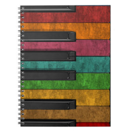 Caderno Espiral Legal efeito colorido do grunge, piano