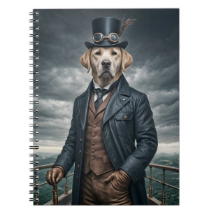 Caderno Espiral Legal Elegante Victoriana Steampunk Labrador Dog A