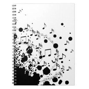 Caderno Espiral legal explosão musical em preto e branco