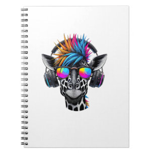 Caderno Espiral Legal Girafa Óculos de sol Fones de ouvido Girafas