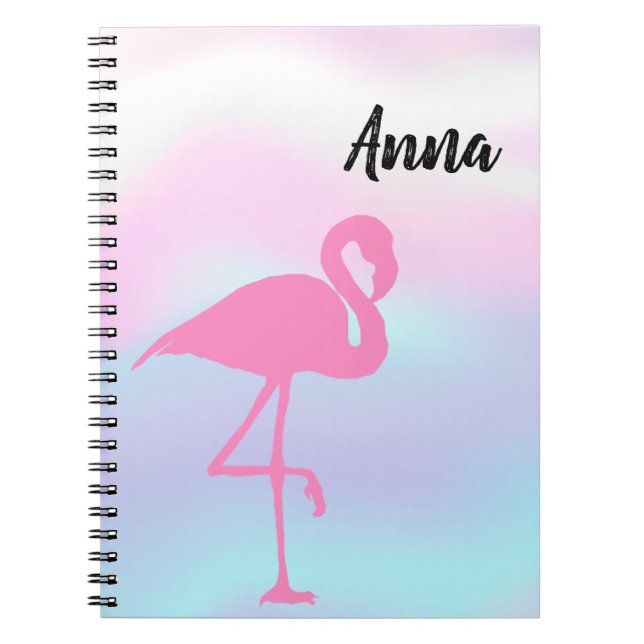 Caderno Espiral Legal Holográfico, Flamingo Rosa (Frente)
