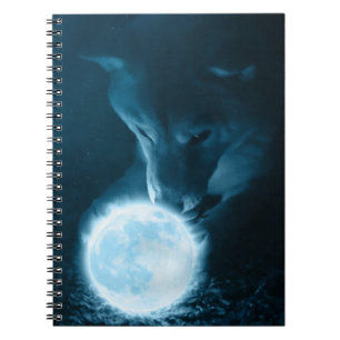 Caderno Espiral Legal Lobo Fantasia Mística Segurando A Lua