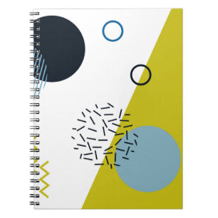 Caderno Espiral Legal, na moda, moderno, geométrico azul verde de