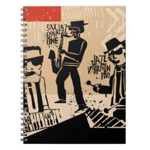Caderno Espiral legal safra de poster de jazz com trompete