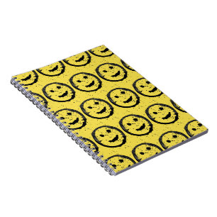 Caderno Espiral Legal Sleep Happy Smiling padrão facial amarelo