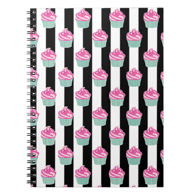 Caderno Espiral Legal Trendy Bleck e Withe, bolos de taça (Frente)