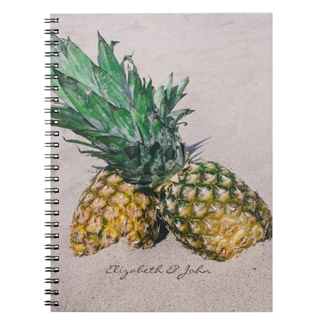 Caderno Espiral Legal Trendy Tropical Beach, Pineapple Personaliza (Frente)