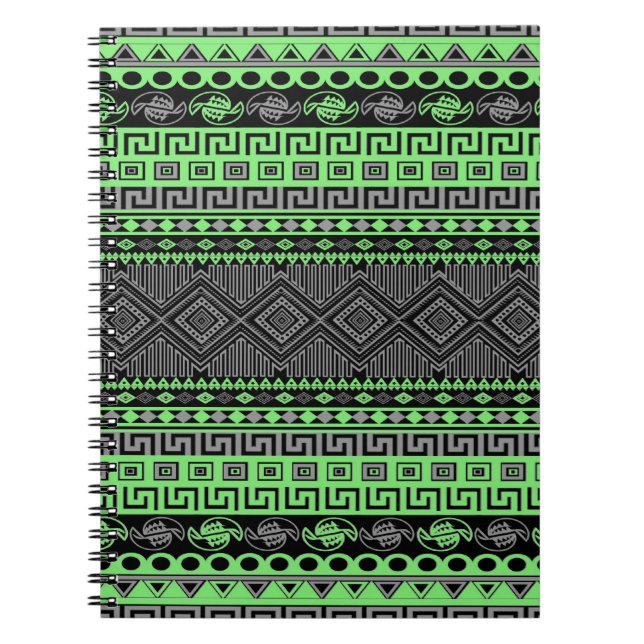 Caderno Espiral Legal virada de verão néon cinza verde preto astec (Frente)