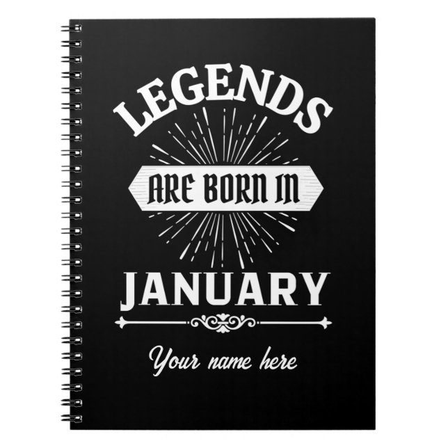 Caderno Espiral Legends Are Born In January (Frente)