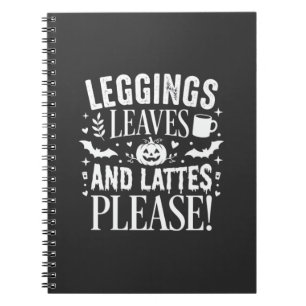 Caderno Espiral Leggings de Halloween Folhas e Lattes Café de Outo