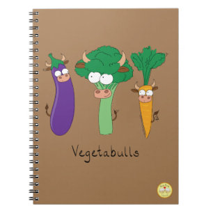 Caderno Espiral Legumes Engraçados Desenho Animado Infantil Fofo