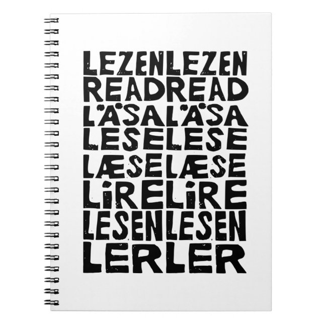 Caderno Espiral Leia 8 idiomas Lino Impressão Foto espiral (Frente)