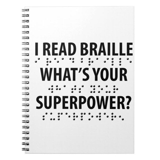 Caderno Espiral Leio Braille Qual é o seu superpoder (Frente)
