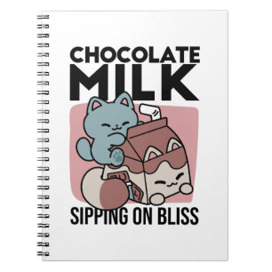 Caderno Espiral Leite de Chocolate Kawaii Gato – Bebida Aconchegan