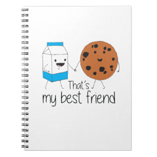 Caderno Espiral Leite e Cookies Melhores Amigos BFF Amizade Arte